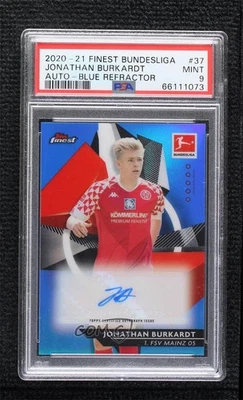 2020 Finest Bundesliga Blue Refractor /65 Jonathan Burkardt PSA 9 Rookie Auto RC - Image 1 of 2