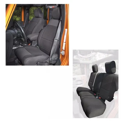 Rugged Ridge Neoprene First & 2nd Row Black Seat Covers for 11-18 Wrangler 4-Dr Foto 1 de 4