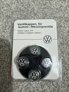Genuine Volkswagen VW Tyre Valve Dust Caps Set – Silver OEM Wheel Stem Covers - Picture 1 of 4