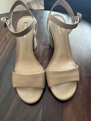 Antonio Melani Shaylen Cuero Tostado Punta Abierta Eslinga Trasera Hebilla Correa Talla 8M Foto 1 de 4