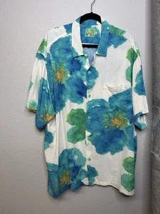 Camicia uomo Jams World blu acqua bianco rayon isola hawaiana Aloha taglia XXL 2X - Foto 1 di 3
