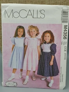 Y2K McCalls Sewing Pattern M4356 Girls Toddler Dress Sz 3,4,5,6 uncut NOS 2004 - Picture 1 of 3