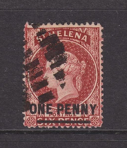 St. Helena Sc 35 used 1887 1p on 6p red Queen Victoria, Split Crown & CA wmk - Picture 1 of 2