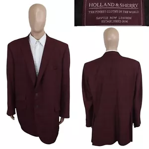 Holland & Sherry maßgeschneidert burgunderrot Wolle Karo Sport Mantel Blazer 54 L - Bild 1 von 9
