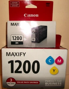 Genuine Canon Maxify 1200 Black, Cyan, Magenta, & Yellow Ink Cartridges - Picture 1 of 4