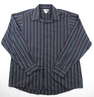 Рубашка Van Heusen стандартного покроя мужская размер 17-17 1/2 на пуговицах с длинным рукавом в полоску - Изображение 1 из 4