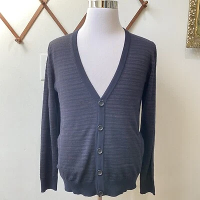 Cárdigan Suéter Pequeño Ermenegildo Z Zegna Para Hombres Lana Seda Rayas Foto 1 de 4