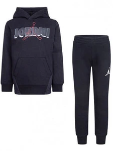 Jordan Sideline Fleece Pullover Kids Black Boys Tracksuit Set 85B814-023 - Picture 1 of 4