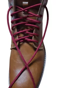 2 Pair Round 4mm thick Heavy Duty Burgundy red boot shoelaces shoestrings *NEW* - Picture 1 of 3