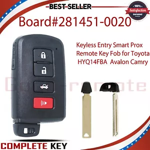 281451-0020 Smart Remote Key Fob for Toyota Avalon Camry Corolla HYQ14FBA - Picture 1 of 6