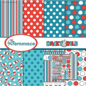 REMINISCE "WILD & WACKY" 12X12 PAPER (9 PCS)  CAT IN THE HAT   SCRAPJACK'S PLACE - Picture 1 of 6