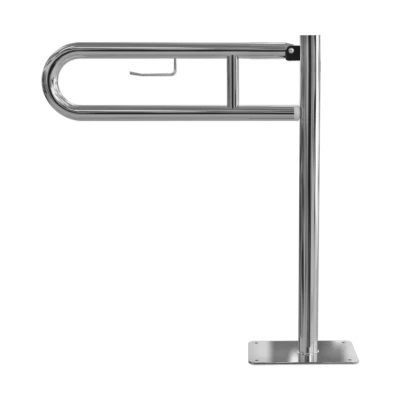 BSD WC Klappgriff mit Toilettenpapierhalter für barrierefreies Bad 85cm EDELSTAHL