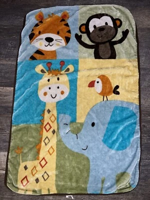 Garanimals Tiger Monkey Giraffe Bird Elephant Soft Plush Baby Blanket Security — 第 1/3 张图片