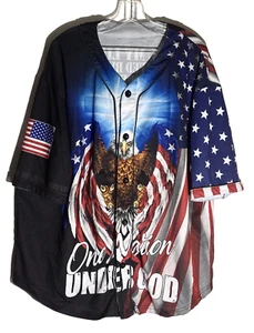 CAMISA HOMBRE ÁGUILA/BANDERA/PATRIÓTICA MEZCLA POLIÉSTER BOTÓN NEGRO 2X -EXCELENTE ESTADO - Imagen 1 de 2