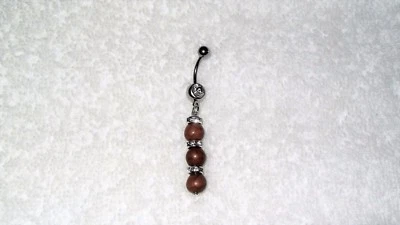 Anillo ombligo ombligo cuentas turquesa marrón joyería corporal cristal transparente natural Foto 1 de 2