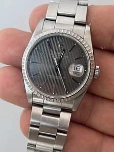 Rolex Datejust 16200 - Grey  Tapestry Dial  - Tropical Patina - 36mm No B/P - Picture 1 of 7