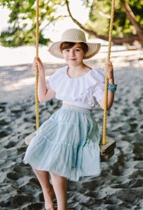 Girls Camille and Leah Designs Boutique Blue/White Summer Top & Skirt Set 14 NWT - Picture 1 of 5