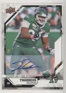 2019 Upper Deck CFL Auto Autograph 143 Thaddeus Coleman Saskatchewan Roughriders - Bild 1 von 1
