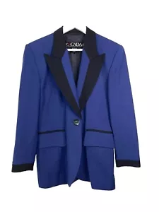 ESCADA By Margaretha Ley Vintage Blue Blazer Jacket 100% Wool Size 38 - Picture 1 of 13
