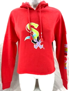 New Chicago White Sox New Era Cropped Hoodie Sweatshirt Red Coral Women's S - Picture 1 of 9