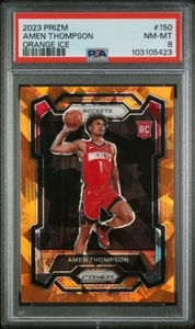Amen Thompson 2023-24 Panini Prizm Orange Ice #150 PSA 8 RC - Picture 1 of 2