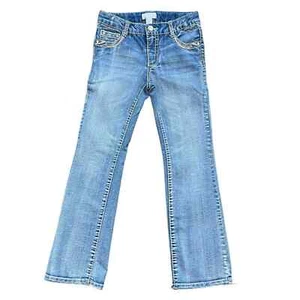 Girls 10 Xhilaration Denim Jeans Rhinestone Straight Leg Adjustable Waist - Picture 1 of 5