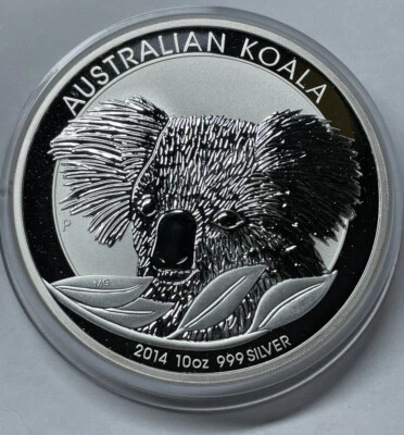  Moneda de 10 dólares de plata fina Koala Australian Perth Mint 2014 de 10 onzas troy .999 Foto 1 de 4