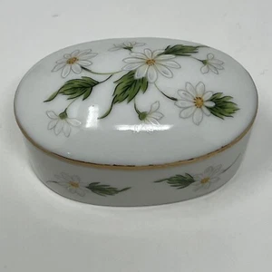 1983 Vintage Lefton Hand Painted China Trinket Box Daisy - Picture 1 of 16