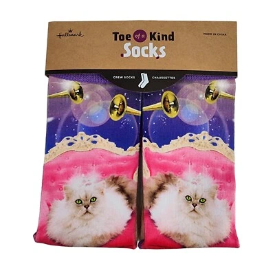 Hallmark Toe Of A Kind Princess Cat Crew 袜子 均码 最适合 - 全新带标签 — 第 1/4 张图片