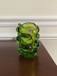 Vintage Wikingerglas kurzer Stumpf Patio Lite Glimmer Avocado grün selten - Bild 1 von 8