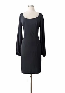 DAVID MEISTER Dress Black Sheath Stretch Jersey Long Sleeve Sz 10 - Picture 1 of 9