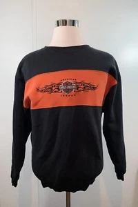 HARLEY DAVIDSON Men's Sweater Embroidered Logo Navy Orange Cycle Size L - Picture 1 of 6