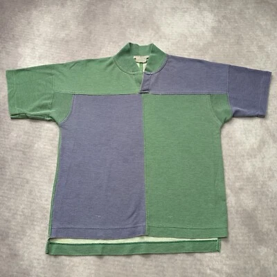 Camisa Polo Levis Vintage Años 80 Bloque de Color Talla M Verde Púrpura Cuello Mandarín  Foto 1 de 4