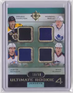 2013-14 ULTIMATE COLLECTION QUAD JERSEY 18/50 HAMILTON, RIELLY, SCHULTZ & MURRAY - Picture 1 of 2