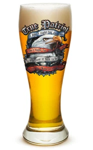 TRUE PATRIOT- "I AM AN AMERICAN SOLDIER"-  LARGE  PILSNER BEER GLASS - Picture 1 of 1