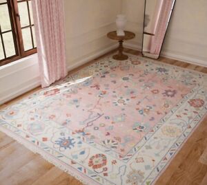 10x8 Pink Oushak Hand-Knotted Wool Area Rug Modern Carpet (Multiple Sizes)