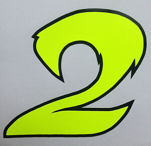 x 1 Cifre Numeri Di Gara adesivi vinile stile 2 Fluorescente Giallo/Nero