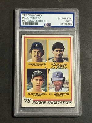Tarjeta de novato autografiada firmada por Topps de la corte Paul Molitor 1978 certificada por PSA/ADN Foto 1 de 2