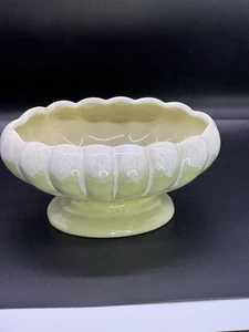 Vintage Upco USA Spring Green/Yellow Drip Oval Ceramic Planter 6 in Diameter - Picture 1 of 7