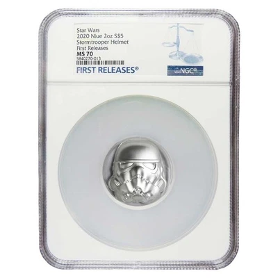 Casco Niue Stormtrooper 2020 $5 2 oz plateado NGC MS70 FR Foto 1 de 2