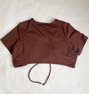 Skims Nylon/Spandex Back Tie Women's Crop Top Chocolate- 3X - Picture 1 of 8