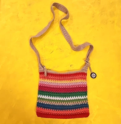 Bolso Bandolera The Sak India Vibrante Arco Iris Crochet Hobo Top Cremallera Nuevo sin Etiquetas Foto 1 de 4