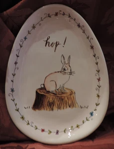 NEW OLD STOCK RAE DUNN BUNNY RABBIT HOP! MINI PLATTER 8" LOOK #2 - Picture 1 of 1