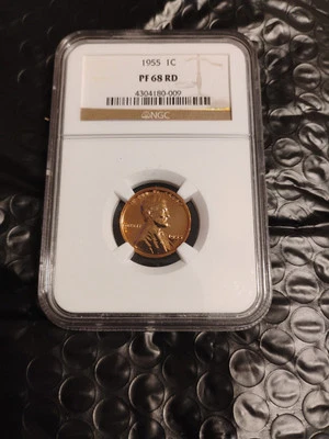 1955 PROOF LINCOLN CENT NGC PF68RD 660029 - Image 1 of 2