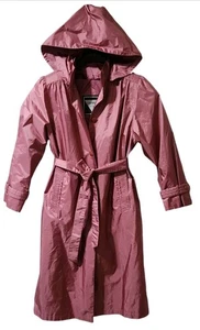 Vintage Chiango By Fleet Street Women's Pink Long Raincoat Trench Coat Size 10 - Picture 1 of 10