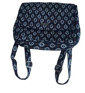 Vera Bradley Convertible Mailbag Backpack Marrakesh Motifs Navy Blue Print - Picture 1 of 7
