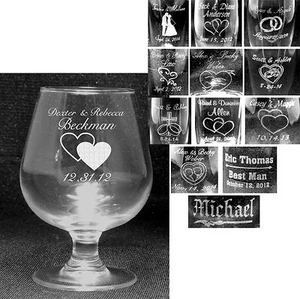 Bicchieri Brandy Bar Personalizzati Incisione Laser Matrimonio Festa Regali Sposi - Foto 1 di 16
