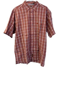 Timberland Hemd Herren Large Rot Kariert Knopfleiste Kurzarm Baumwolle Fronttasche - Bild 1 von 7