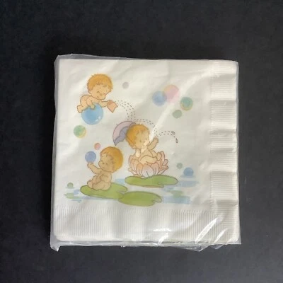 Lindas servilletas de cena de ducha caprichosas para bebés de colección años 80 saludos americanos Foto 1 de 4