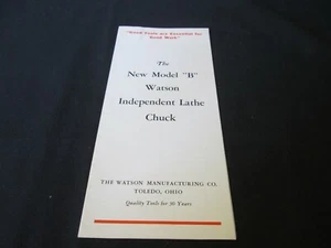 Vintage Advertising Ephemera The New Model "B" Watson Independent Lathe Chuck - Picture 1 of 5